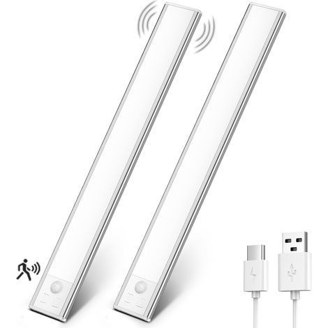 Lampe de Placard, Eclairage Led Rechargeable Interieur Placard,Sans Fi,Dimmable Lampe Led Detecteur Mouvement,Lumière Led pour Armoire Placard Escalier Cuisine (31CM-2 Pièce, 6000K) (1/5)