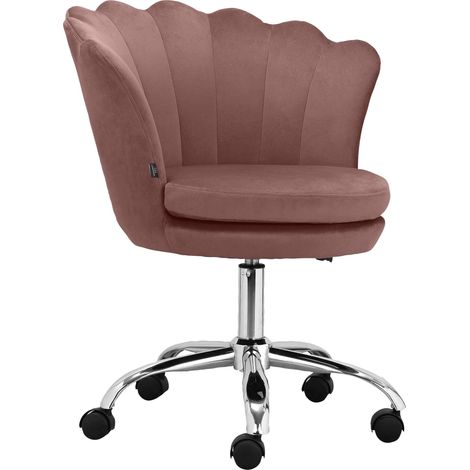 Wendy-Chaise de bureau rembourrée en velours rose (1/5)