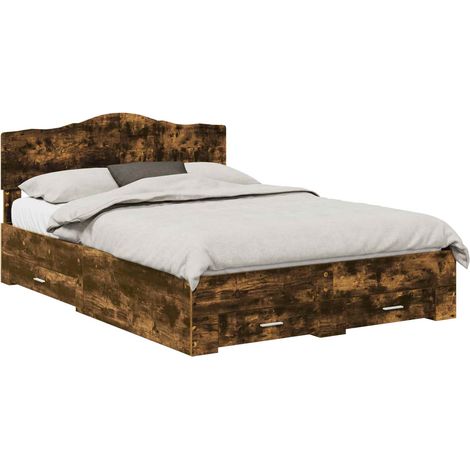 Maison Exclusive - Bettrahmen Geräucherte Eiche 150 x 200 cm Holz