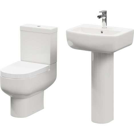 Wholesale Domestic Marlow 550mm Full Pedestal Basin Toilet Suite (1/5)