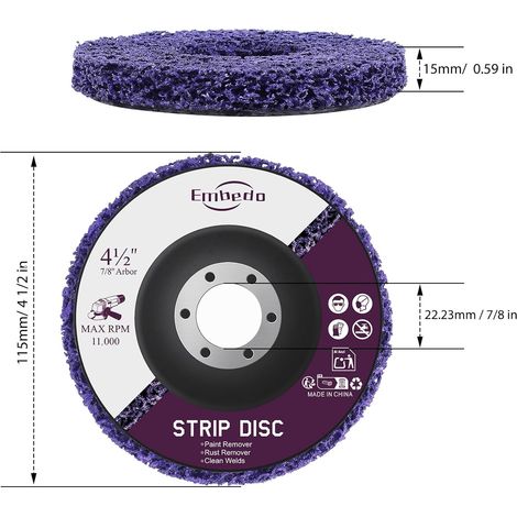 5 Pièces Disques Abrasifs Renforcés 115mm pour Meuleuse d'Angle  Élimination Profonde de Rouille, Peinture et Revêtements  Surface Non Endommagée  Pour Métal, Pierre, Bois, Plastique