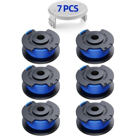 Lot de 7 fils de rechange pour coupe-herbe Ryobi One+ AC14RL3A, recharge de 0,065 pouce, compatible avec les coupe-bordures Ryobi 18 V, 24 V et 40 V (6 fils de coupe, 1 capuchon de coupe) (1/4)