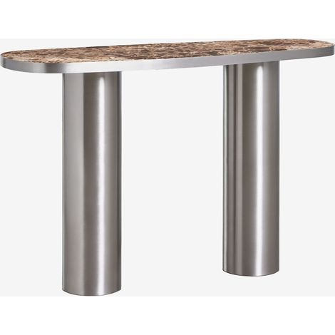 Consola recibidor ovalada 120x40 cm en piedra natural y acero inoxidable Fertrix SKLUM