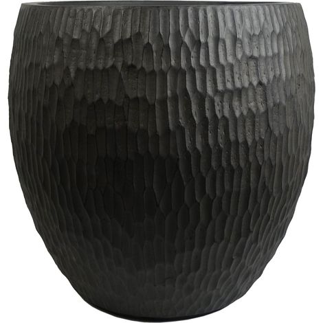 43cm Inoke Embossed Large Grey Composite Planter Plant Pot (1/5)