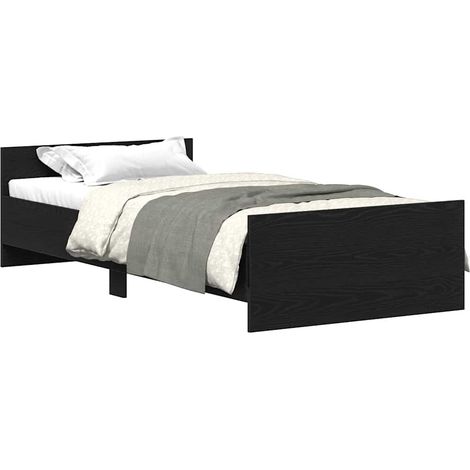 Lit simple Lit adulte Cadre de lit sans matelas chêne noir 100x200 cm (1/5)
