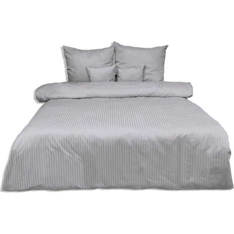 Damast-Bettwäsche, 1 cm Streifen (160x200-1,70x80-2) (1/5)