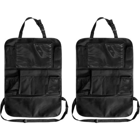 Organisateur De Siege Auto - 10 Poches Avec Support Tactile Transparent Pour Tablette - Pour Jouets Snacks Livres Bouteilles - 61 x 41 cm - 2 Pièces (1/5)