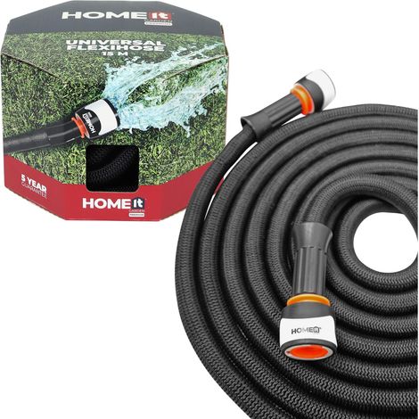 Tuyau d’arrosage extensible 15 m – Se rétracte à 1/3, latex durable, gaine polyester 2500D, 2 raccords confort (1/5)