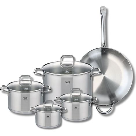 Set de 1 Poêle de cuisson 32 cm et 4 faitouts 14, 16, 20 et 26 cm Elo Profi Citrin