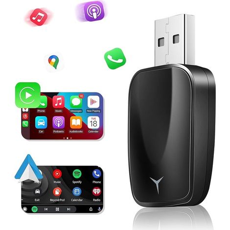 Adaptador CarPlay: el adaptador inalámbrico CarPlay más pequeño y rápido, plug, and, play, convierte la conexión por cable en inalámbrica (1/5)