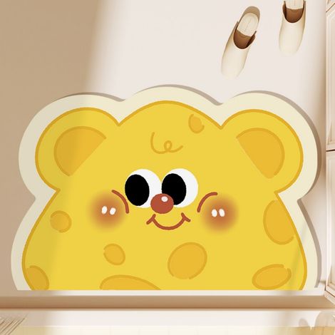 LAN Salle de bain - Souris au fromage 03 5080cm Boue de diatomées Tapis de sol mignon en terre de diatomées, motif dessin animé, idéal pour la maison, l'entrée de salle de bain, absorbant l'eau, antid (1/4)