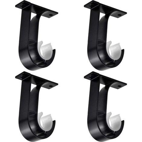 YMYNY 4 Stück Gardinenstangenhalterungen, Gardinenstangenhalterung, schwarze Gardinenstangenhalterungen, Gardinenhalterung aus Aluminiumlegierung mit 8 Schrauben, Deckenhalterung für Hängestangen (1/4)
