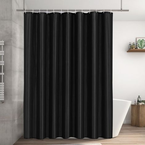 1 Rideau de bain, 200x200 cm, Polyester, Imperméable, Anti-moisissure, Lavable, Avec 13 crochets, Pour douche