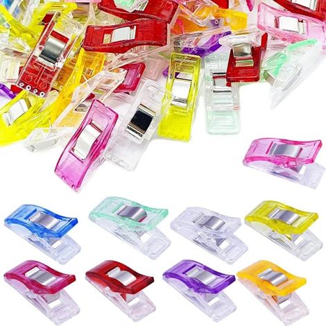 100 farbenfrohe Nähclips, ideal für Patchwork, Stickerei, Stricken und kreative Projekte.