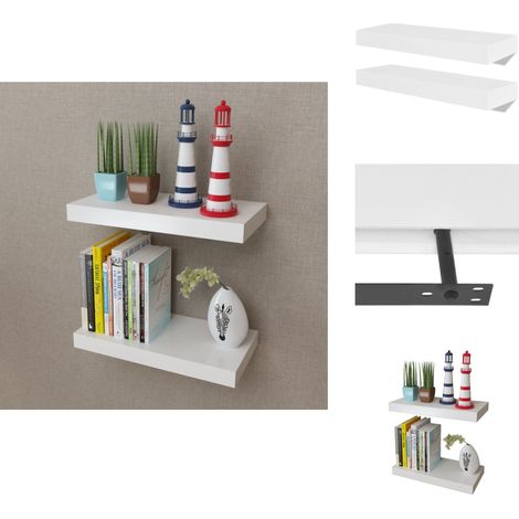 2 Étagères murales MDF Blanc Rangement de livres/DVD - Etagere Murale - Rangement Mural - Étagère Blanche - Meuble Blanc - Décoration Murale (1/5)
