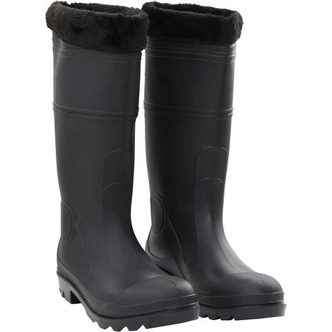 Bottes en caoutchouc noires à doublure amovible, pointure 44, PVC (1/5)