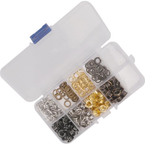 Kit de rivets métalliques 5mm, assortis et durables, avec étui pour réparations de cuir, textile et articles personnels. (1/5)
