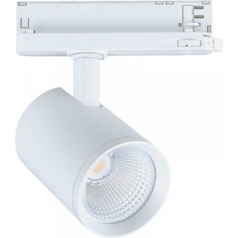 TrAdE Shop Traesio - Faretto Led Per Binario Trifase 30w Lampada Orientabile Luce Naturale Calda Ip20 Gd19c20 - Bianco-Bianco Caldo - (1/5)