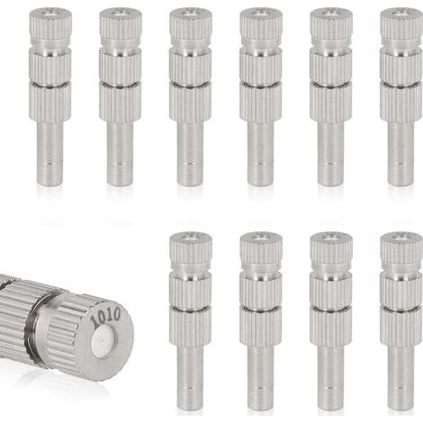 Lot de 10 Buses de Brumisation Basse Pression 0,1 mm en Céramique, Buses de Brumisation en Laiton avec Filtre pour Connecteur 6 mm (1/5)