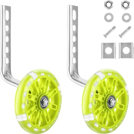 Youyijia 2PCS Bicycle Training Flash Wheels Bike Steel Frame Children's Bike Stabilizers Support Wheels Heavy Duty for 12 14 16 18 20 Inch Kids Riding Safety Equipment Yellow (1/5)