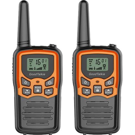 Talkie Walkie Longue Portée 5KM, Camping Accessoires Talkie Walkie Adulte Enfants Radio Talkie Walkie Chasse avec Lampe de Poche rétroéclairée LED(Orange) (1/5)