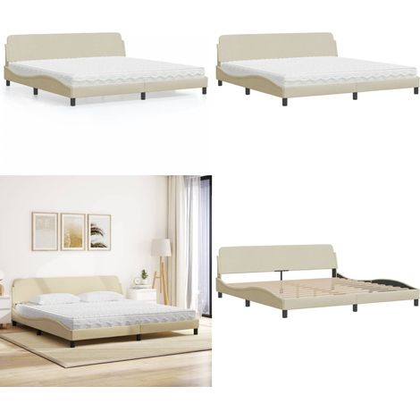 Bett mit Matratze "Dover" Creme 200x200 cm Stoff - Matratze - Schlafzimmer (1/5)