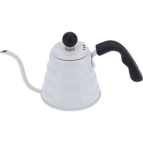 Cafetière manuelle en acier inoxydable de 600 ml avec bec verseur long, blanche, pour la maison et le bureau (1/4)