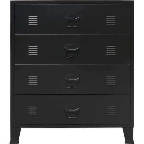 FIMEI Commode à tiroirs Métal Style Industriel 78 x 40 x 93 cm Noir (1/5)