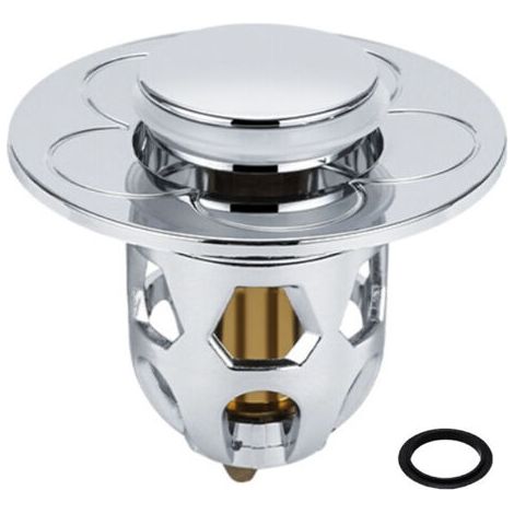 Bouchon d'évier en acier inoxydable, bouchon d'évier universel, bouchon de vidange pour évier de comptoir, bouchon de baignoire, ABS + capuchon à ressort, noyau en cuivre, finition argentée électropla (1/5)