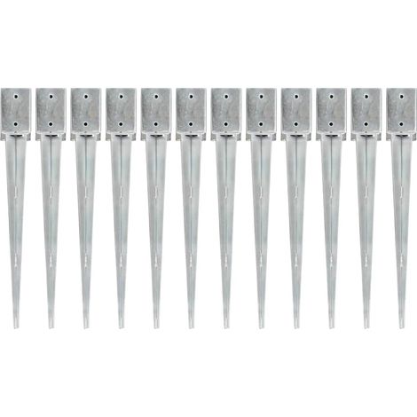 vidaXL Piquets au sol 12 pcs Argenté 9x9x75 cm Acier galvanisé (1/5)