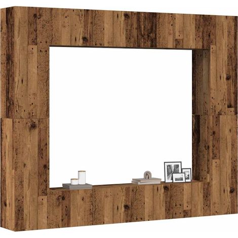 Ensemble de meuble TV mural 8 pcs vieux bois bois d'ingénierie (1/5)