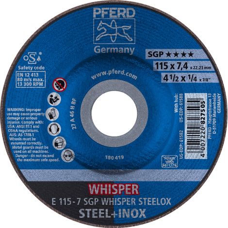 PFERD Schruppscheibe E 115x7,4x22,23 mm Speziallinie SGP STEELOX für Stahl/Edelstahl (1/5)