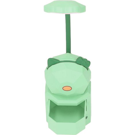 Lampe de bureau LED rechargeable par USB, lumière chaude, design mignon et ludique, protection des yeux, avec boîte de rangement, verte (1/5)