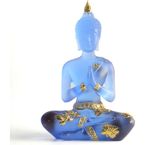 Bouddha assis transparent miniature, statuette résine décoration zen, ornement de bureau porte-bonheur.