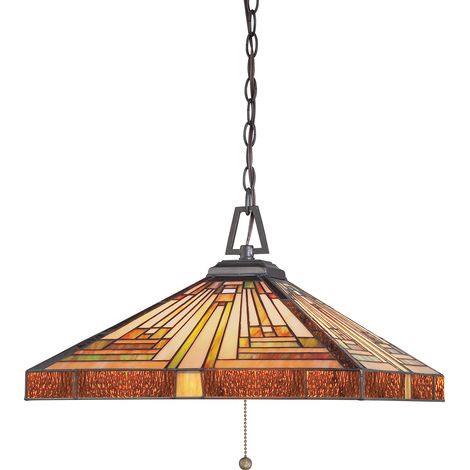 Elstead Stephen - Lampada da soffitto Tiffany a 3 luci vintage bronzo, attacco E27 (1/4)
