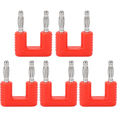 5Pcs Fiches Bananes Doubles J.20004 Écartement 19mm Cuivre Nickelé Pointes Doubles Rouges (1/5)