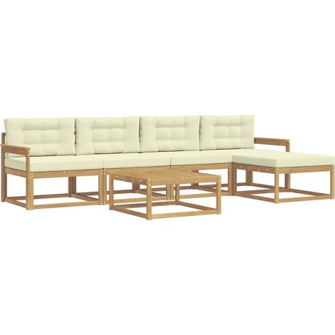Conjunto de sofás de exterior 6 pcs Blanco y Crema vidaXL (1/5)