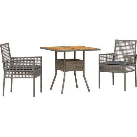 Maison Exclusive - Garten Essgruppe 3 pcs Grau Poly-Rattan