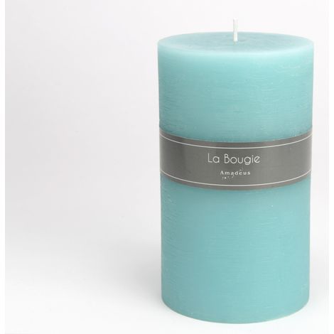 Amadeus - Bougie maxi cylindre bleu azur 10x17 cm (lot de 6)