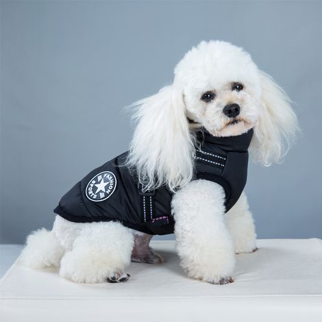 NineClouds Vêtements pour chiens pour petits chiens Manteau pour chien Veste d'hiver imperméable Gilet chaud Vêtements pour chien Hiver chaud (Noir,S) (1/5)