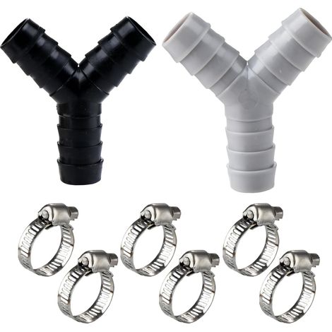 Washing Machine Y Dispenser, 2 Pack Washing Machine Dual Connector Adapter for Washing Machine Double Connector and Water Connector with 3 Dishwasher Hose Clamps (1/5)