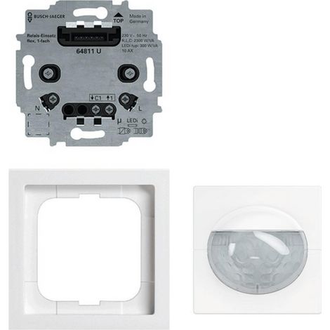 Busch-Jaeger Komplettset mit Komfort-Sensor Mulitilinse und Relais-Einsatz, Wireless 1-fach Bewegungssensor Funk studioweiß - future® linear (62764 UJ-84-WL), 2CKA006200A0263 (1/5)