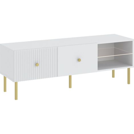 MEUBLE TV VIENA - 135 CM Blanc - Doré (1/5)