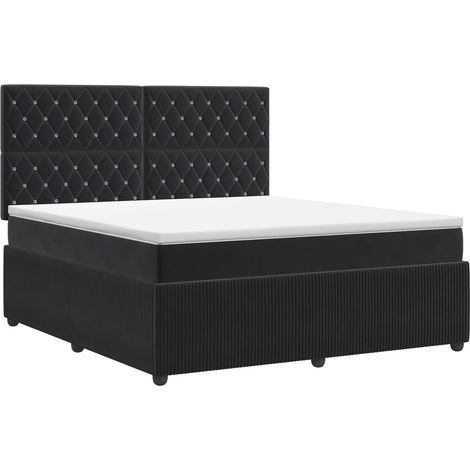 Boxspringbett mit Matratze Schwarz 180 x 200 cm Samt vidaXL (1/5)