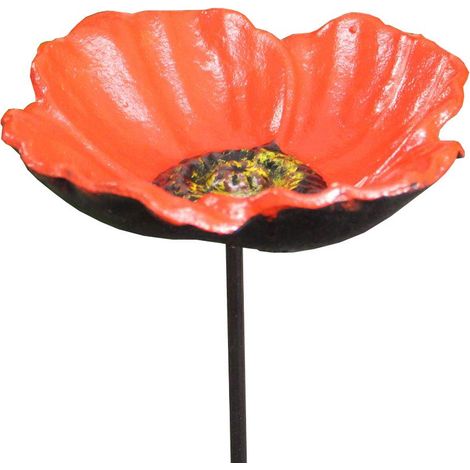 Cast Iron Wild Bird Poppy Flower Dish Bird Feeder (1/5)