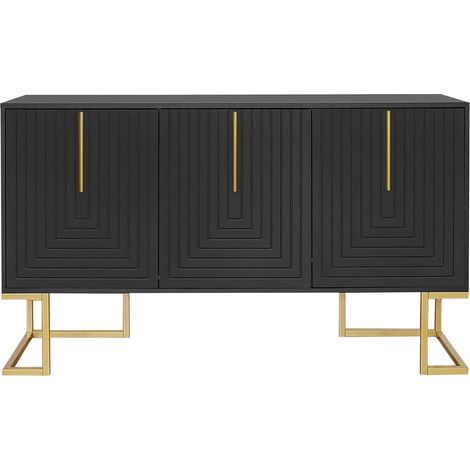Credenza a 3 ante con ripiani regolabili in MDF nero HOMVRA (1/5)