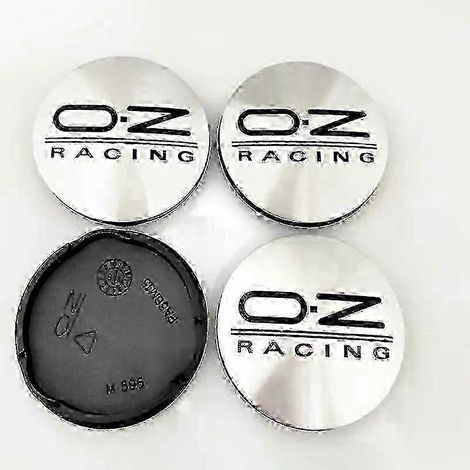 Quatre enjoliveurs centraux de roue de 62 mm pour jantes en alliage Oz Racing M595 Oz (argent et noir).