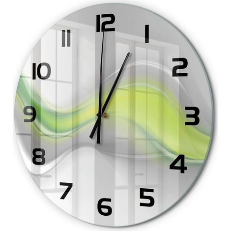 Horloge Murale Ronde Objet Décoratif en Verre Silencieuse pour Salon Abstraction de vague fi 60 cm