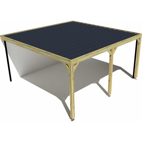 Carport bois • 5m x 5m • adossée • sens profondeur • livraison comprise (1/3)