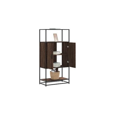 Buffet haut chêne marron 68x35x139 bois d'ingénierie métal (1/5)